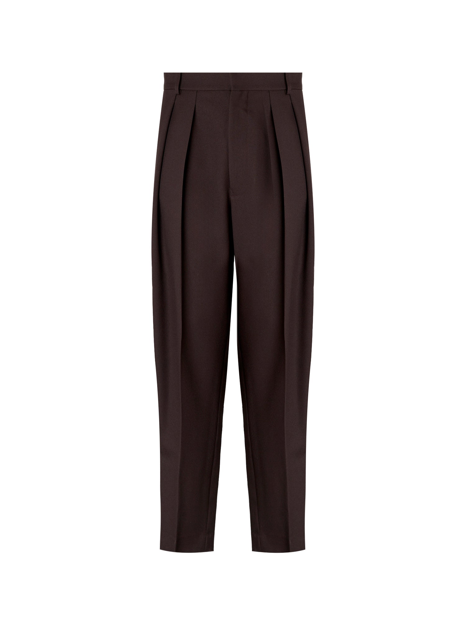 Pleated Tapered Trouser - Mid Brown