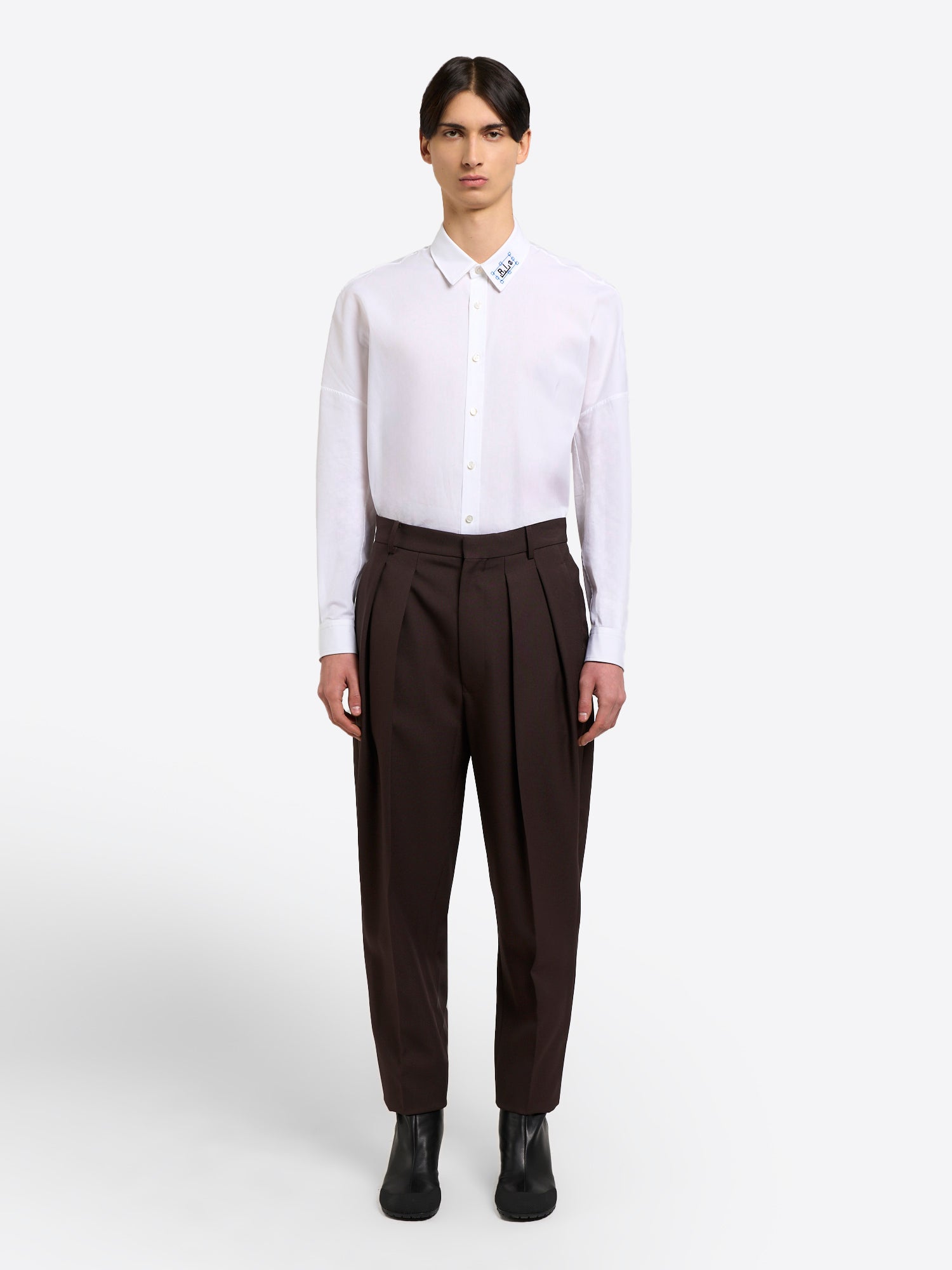 Pleated Tapered Trouser - Mid Brown