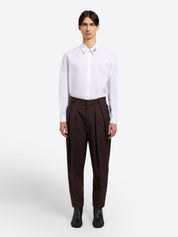 Pleated Tapered Trouser - Mid Brown