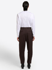 Pleated Tapered Trouser - Mid Brown