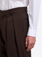 Pleated Tapered Trouser - Mid Brown
