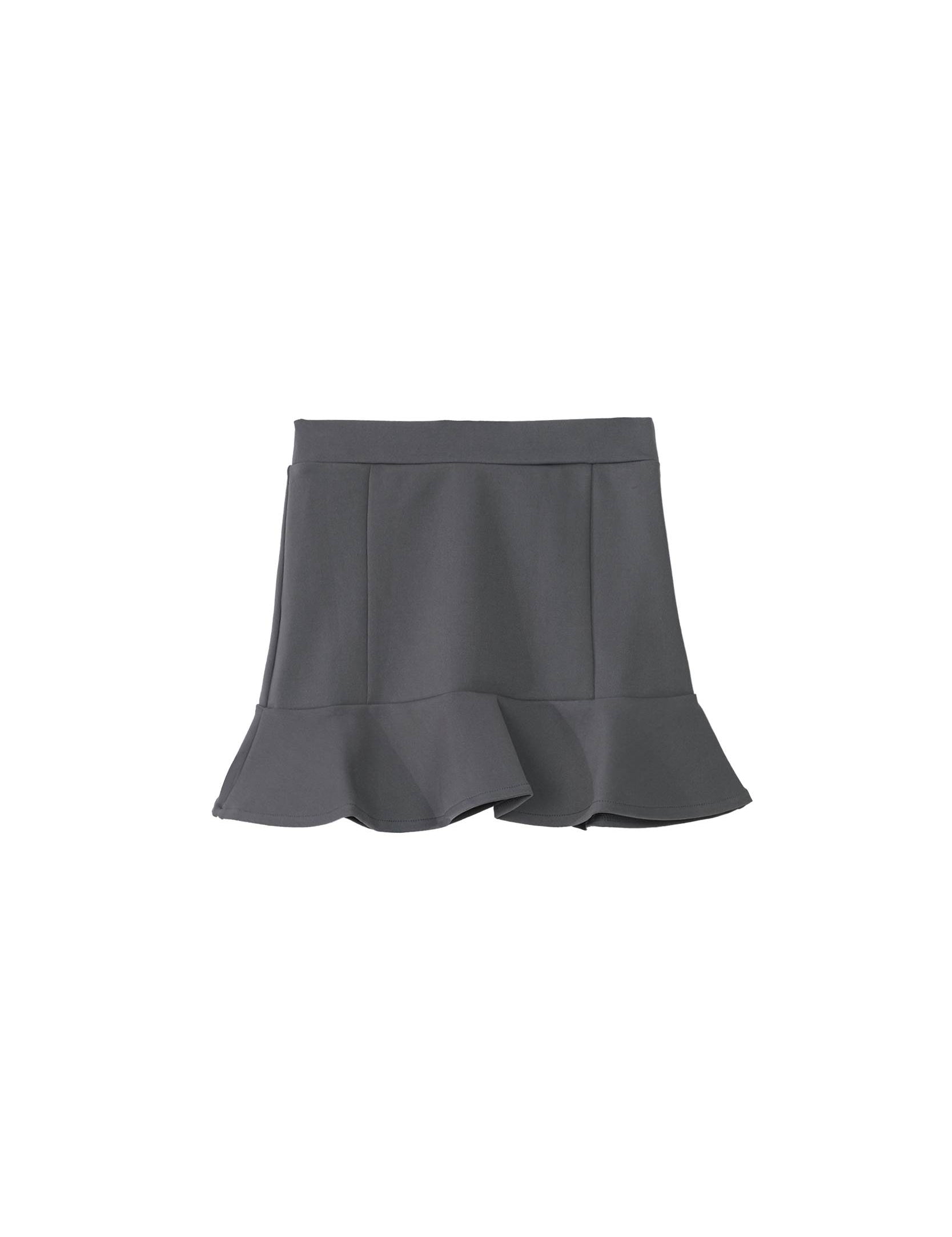 Random Identities Lycra Corset Belt in Grey, panelled jersey corset belt with stitched panels and wavy hem, front view