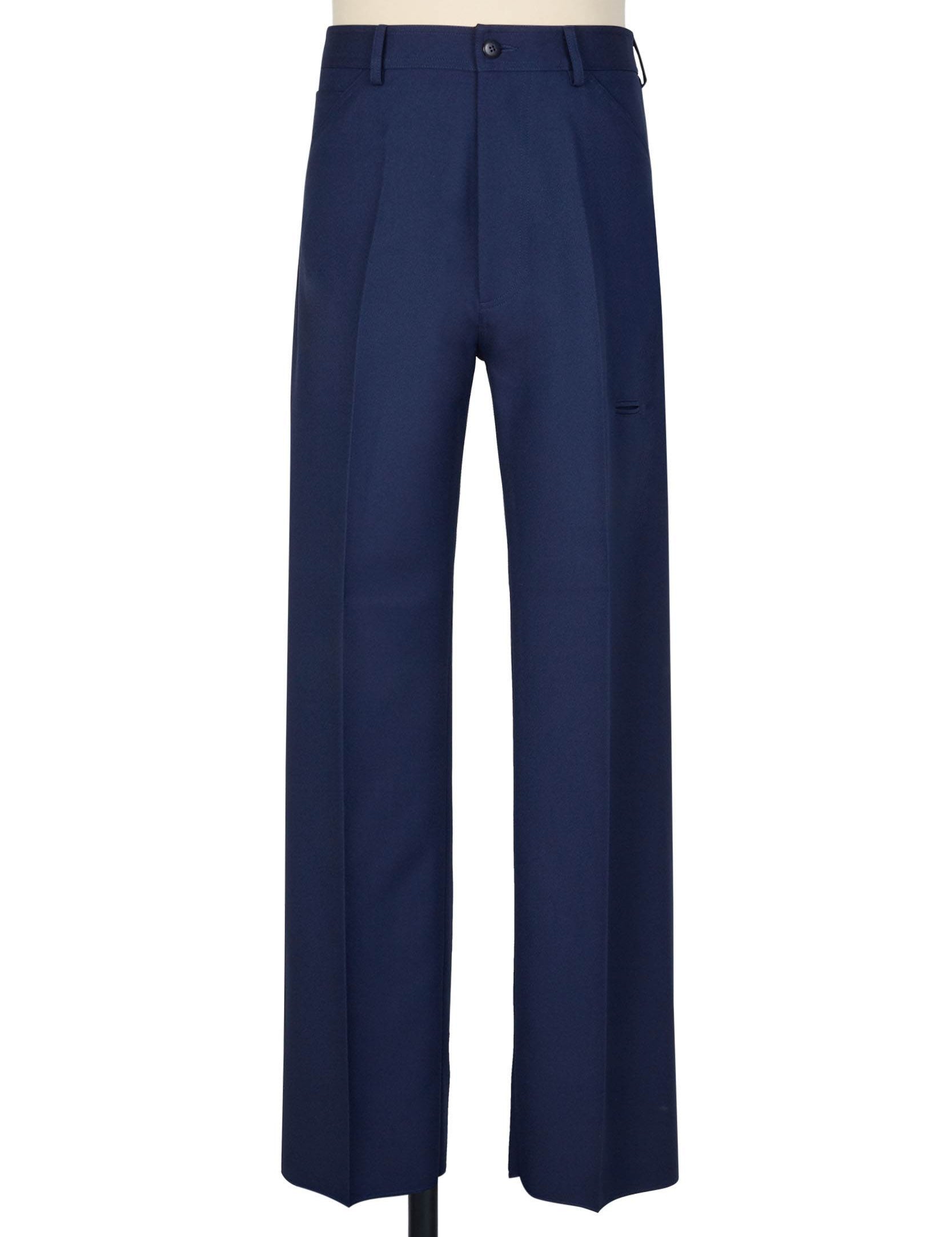 Random Identities High-Rise 5-Pocket Trousers in Navy. straight leg, no side seam, tip pocket at thigh