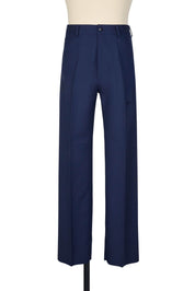 Random Identities High-Rise 5-Pocket Trousers in Navy. straight leg, no side seam, tip pocket at thigh