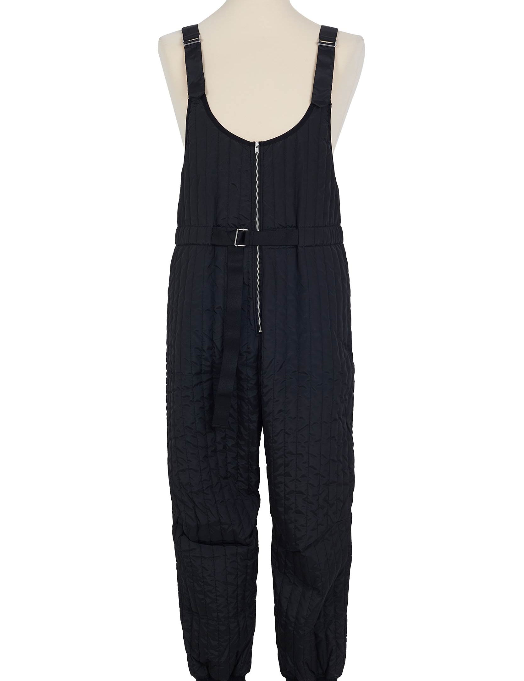 Random Identities Quilted Salopette in Black. thermo‑quilted jumpsuit with adjustable length, regular fit