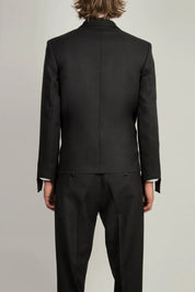 Back view of Black Coco Blazer showcasing clean lines and minimalist tailoring by Random Identities