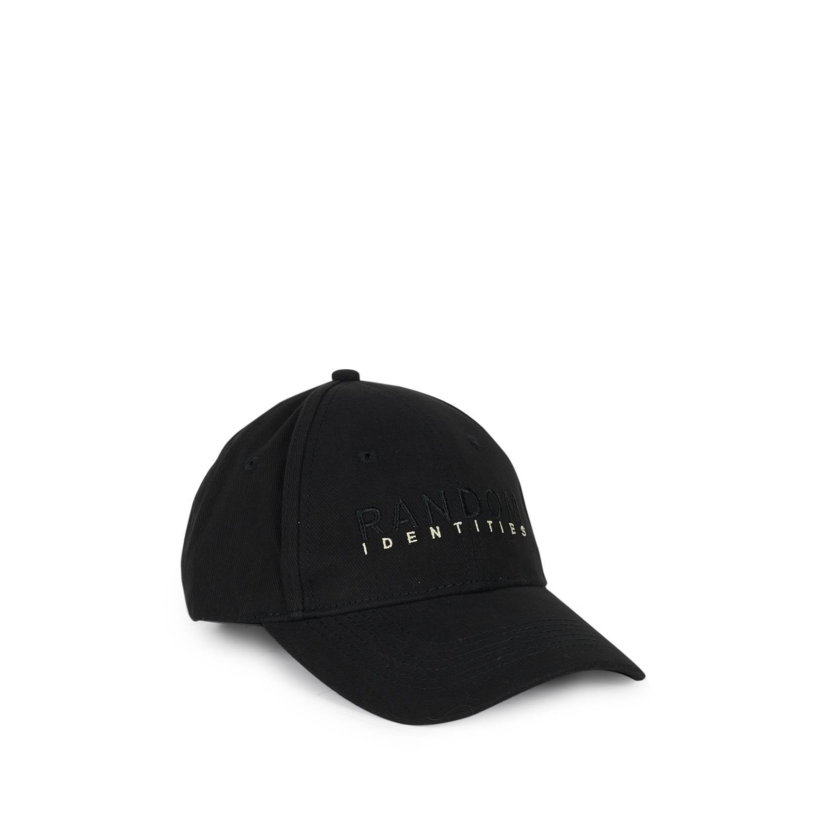 Random Identities Sponsored Baseball Cap in Black with front RANDOM IDENTITIES embroidery and back SPONSORED embroidery