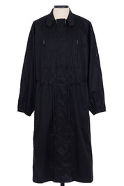 Random Identities Versatile Coat Dress in Black. cotton gabardine with twin two‑way front zips, drawstring waist and zip pockets