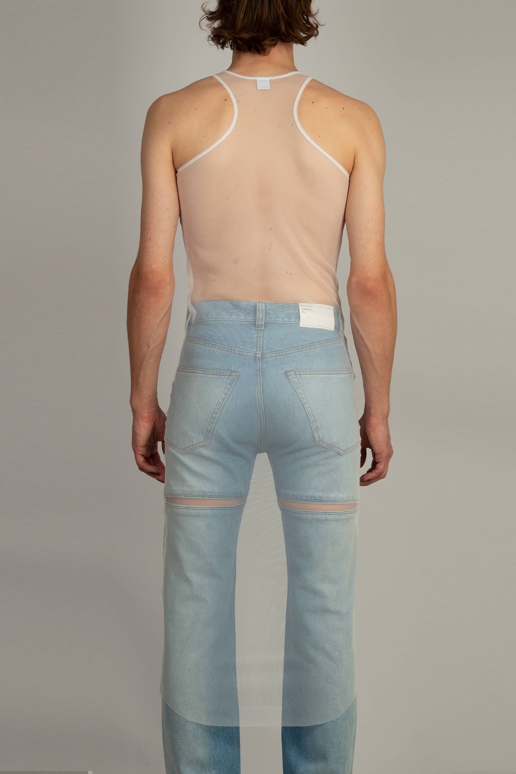 Longline mesh tank in White made from 100 percent polyester