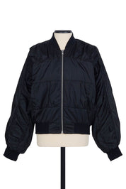 Ruched Bomber Jacket - Black