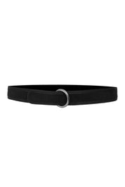 Velcro ring belt featuring surgical steel engraved ring in Black