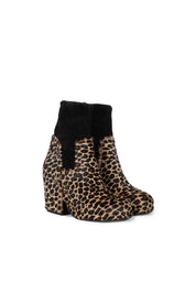 Random Identities suede Platform Boots. elasticated cuff detail and rubber sole in Black Leopard