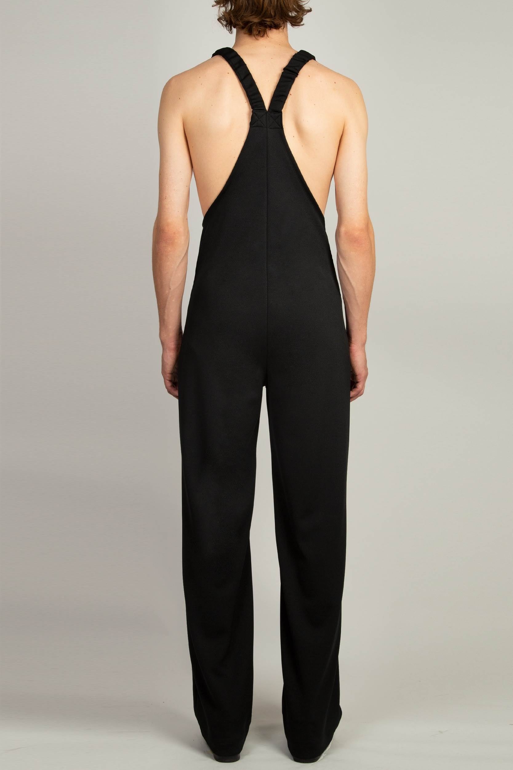 Jersey salopette in Black made from 100% polyester