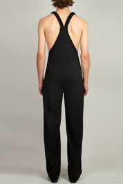 Jersey salopette in Black made from 100% polyester