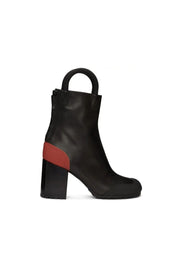 Random Identities Worker Boots. leather ankle boot with rubber toe cap, front view